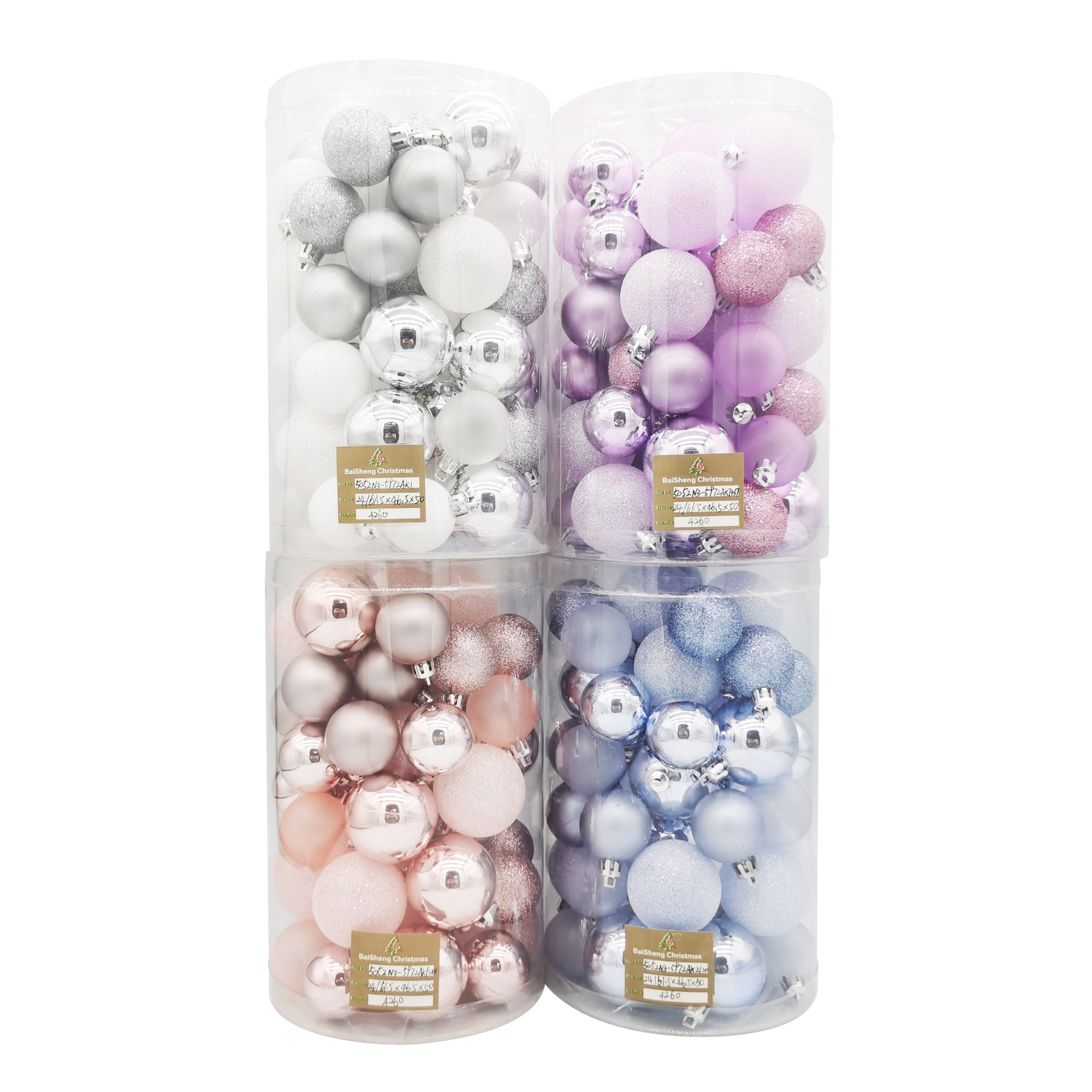 5cm Christmas Balls, 52pcs In PVC Tube