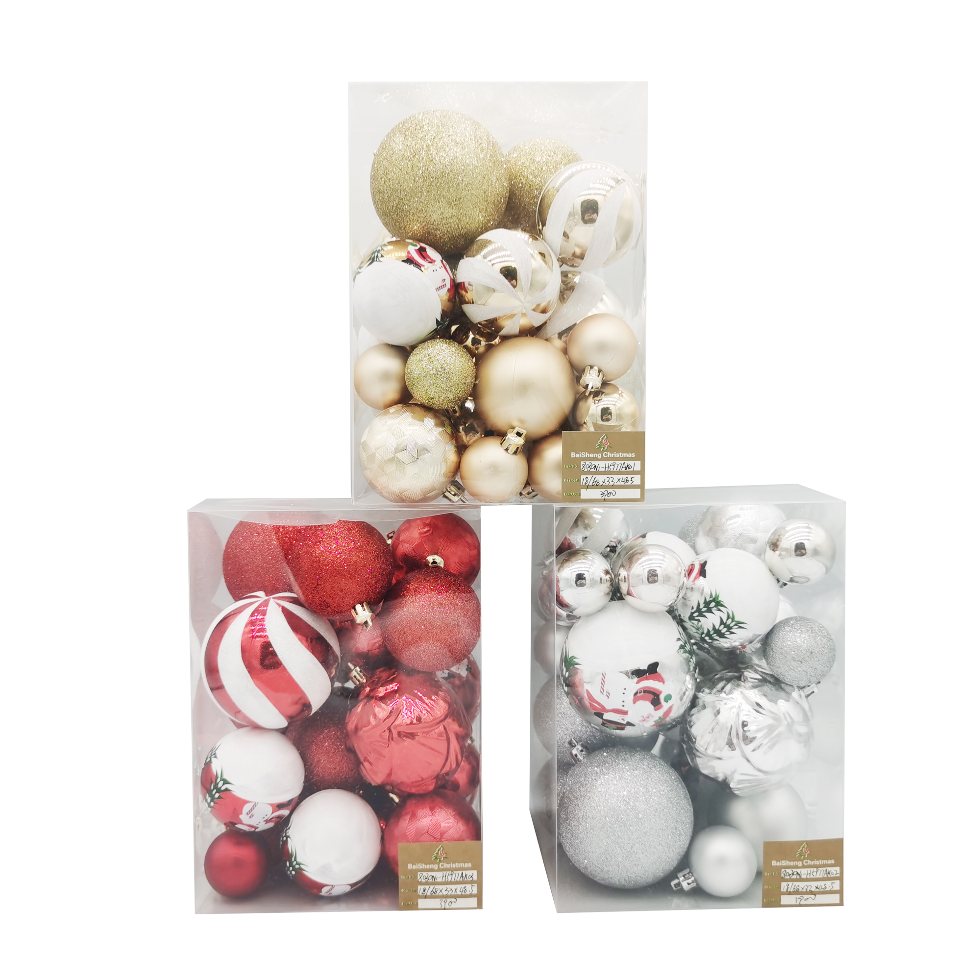 Painted Christmas Balls, 30pcs In PVC Box