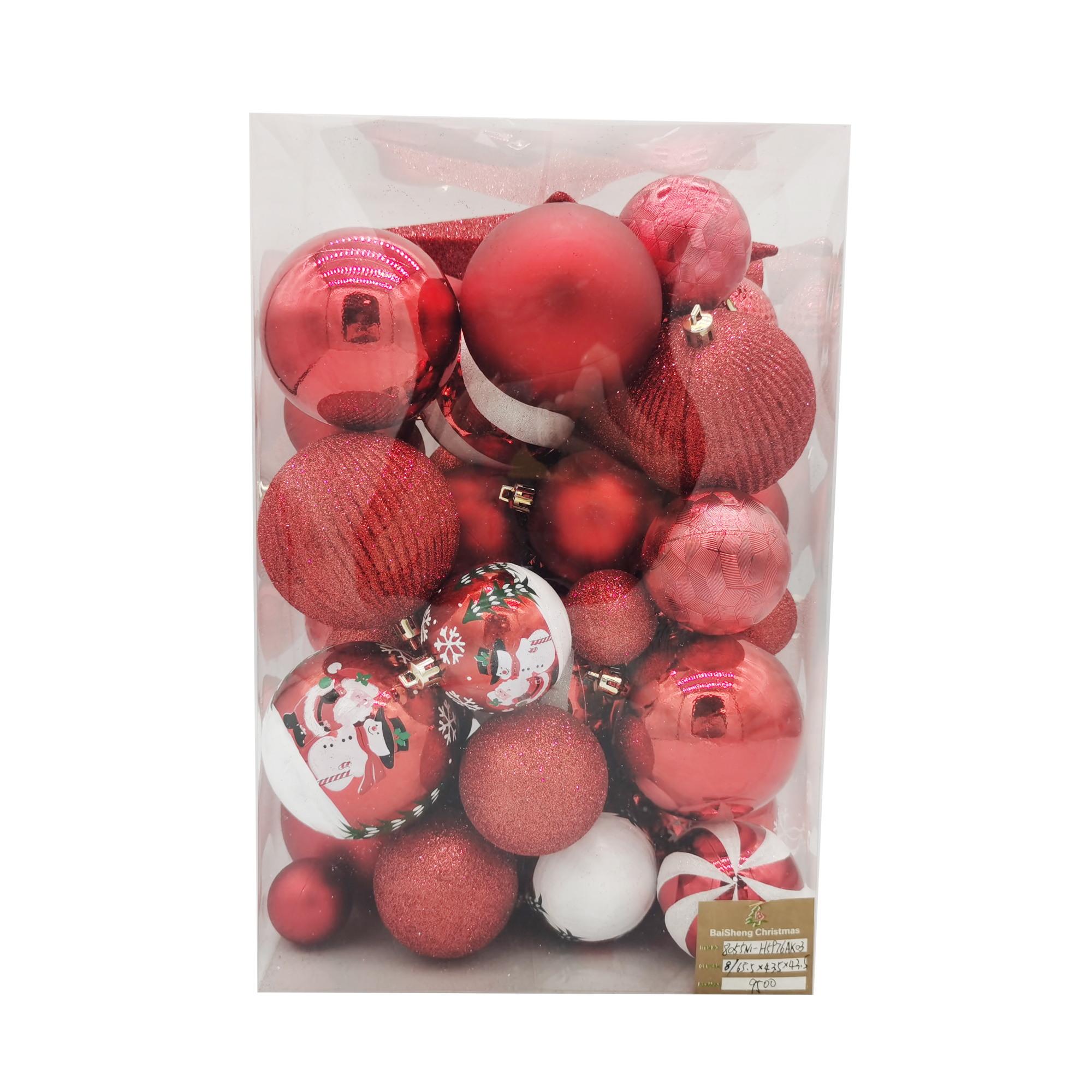 Painted Christmas Balls, 55pcs In PVC Box