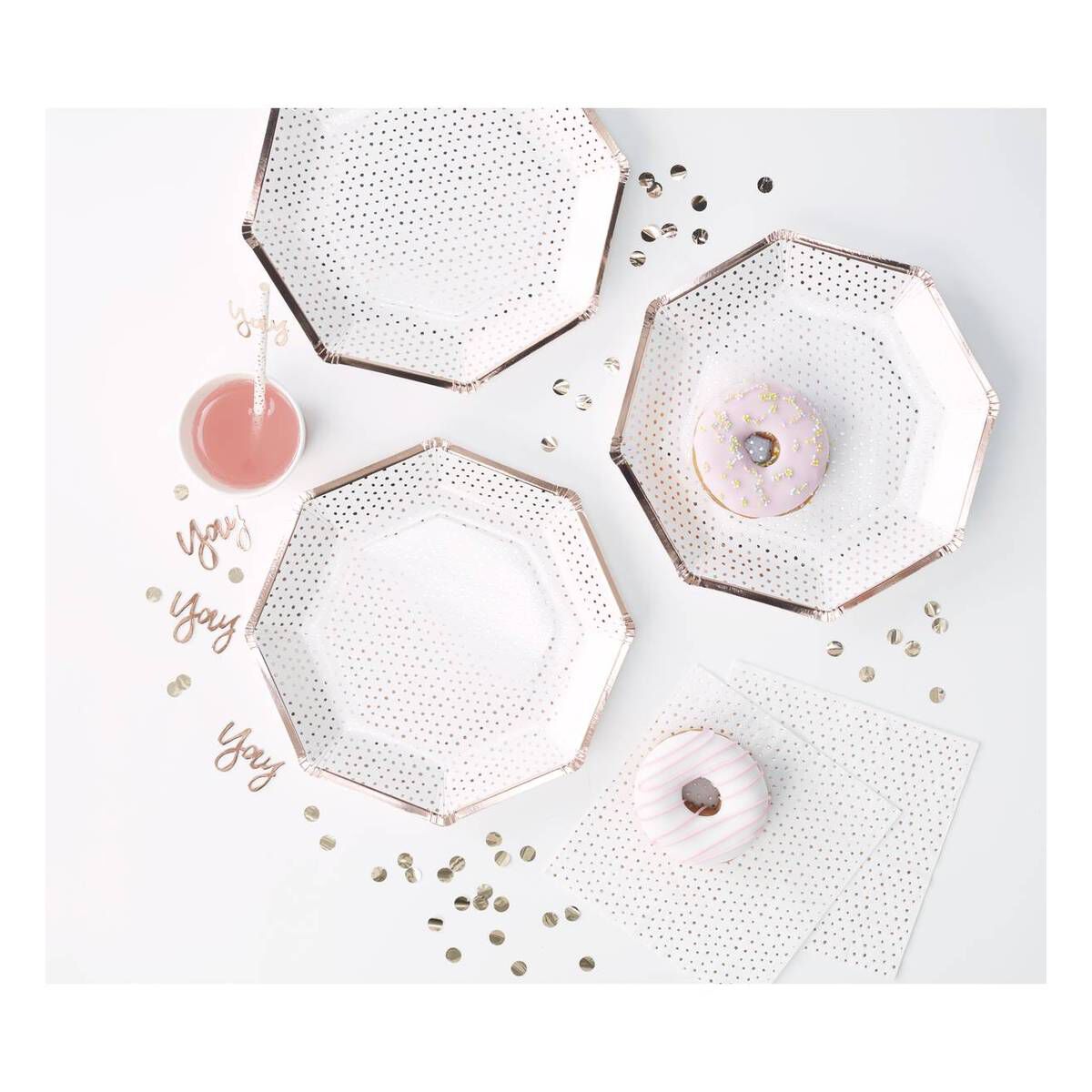Rose Gold Spotty Paper Plates
