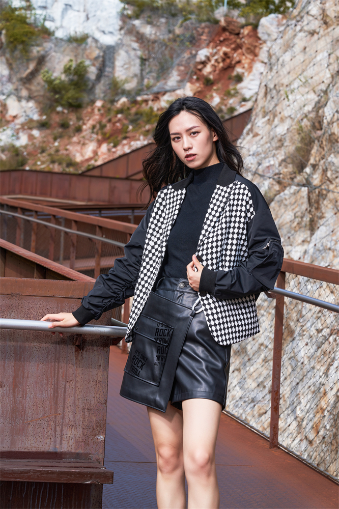 Diamond stitching blazer jacket