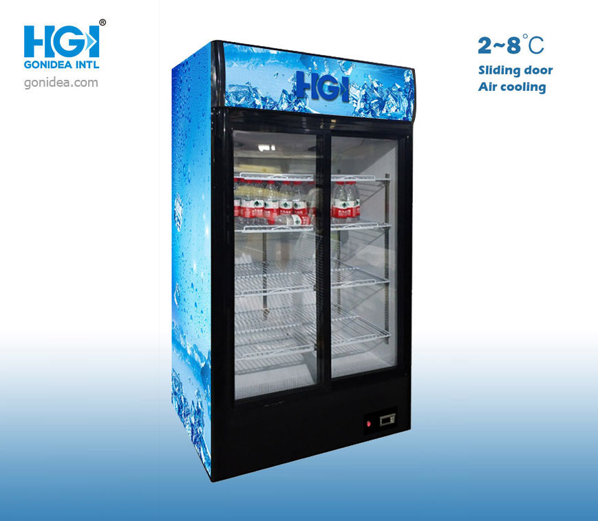Commercial Sliding Door Vertical Showcase Beverage Display Cooler Upright Showcase600L