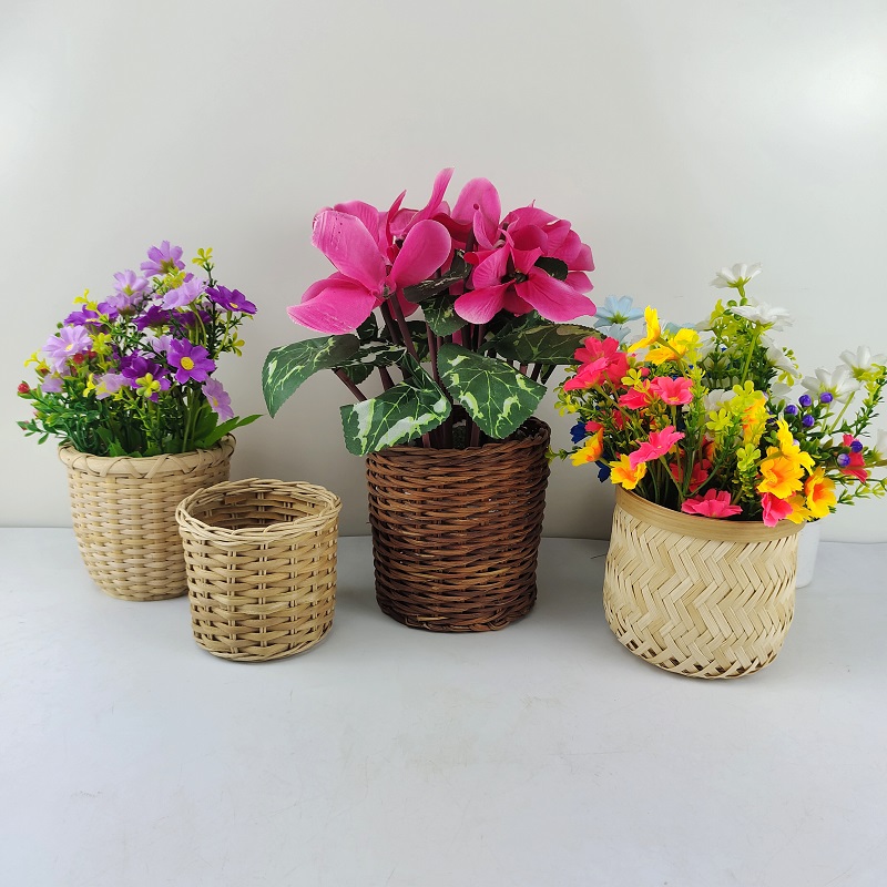 MINI Bamboo basket artificial flowers plant pot flowers bamboo POTS