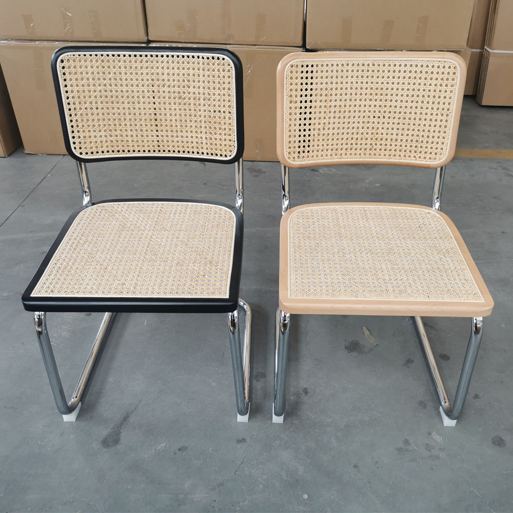 Wholesale Classic Stylish Rattan Cesca Chair Replica Cane Dining Chair With Metal Chromed Legs