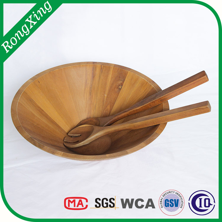 Acacia wood salad bowl set