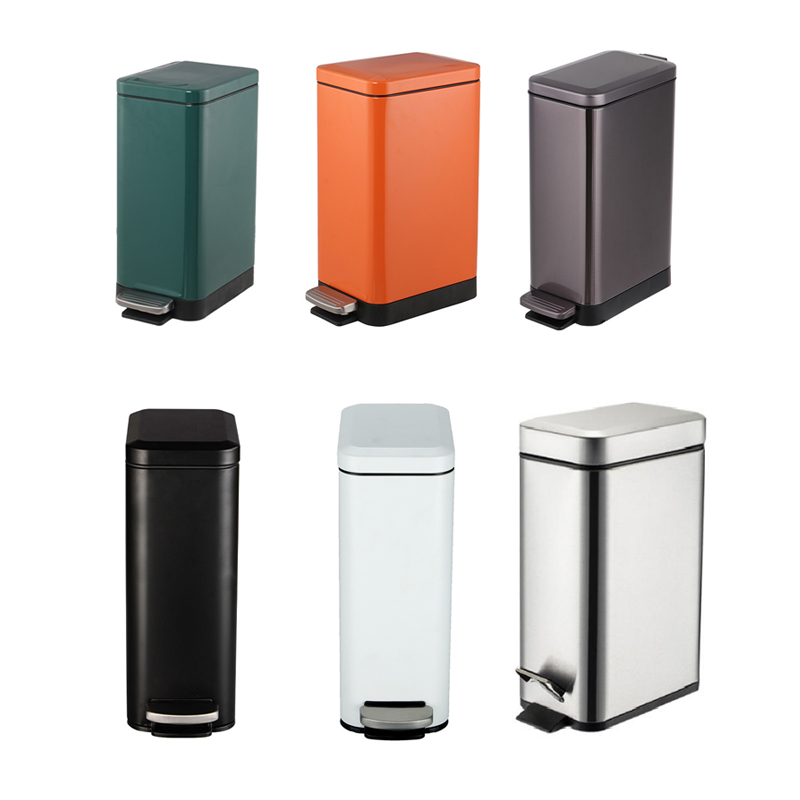 5L 8L 15L rectangular slim waterproof stainless steel kitchen bathroom foot pedal trash can with lid
