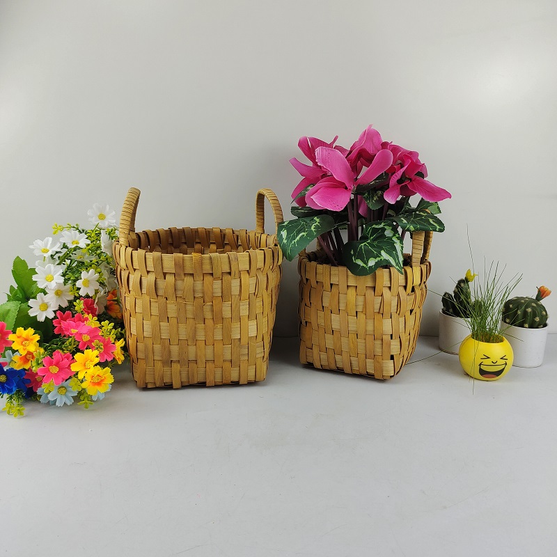 Chipwood basket artificial flowers plant pot flowers wooden POTS