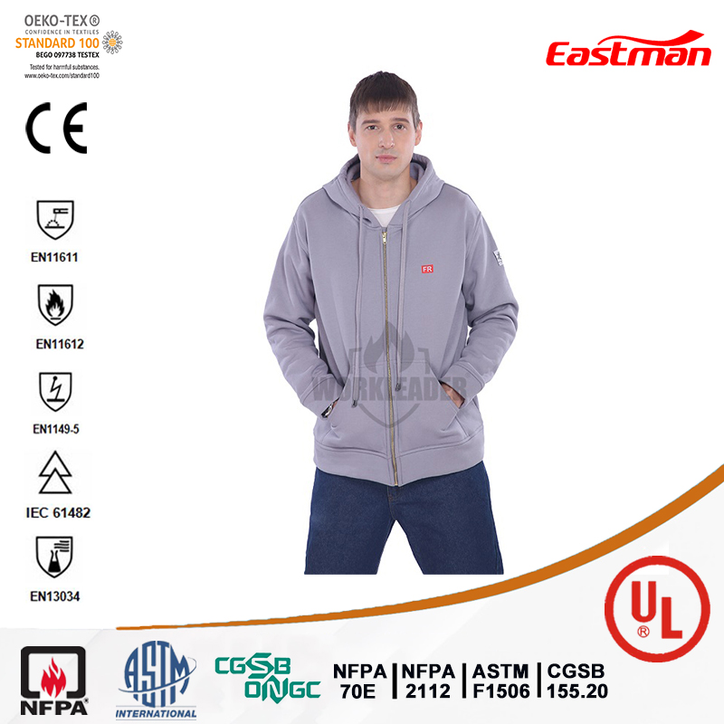 Flame retardant front zipper closure knitted Hoodie & sweatshirt