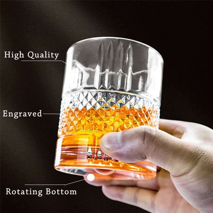 Rotating Whiskey Glass Crystal Wholesale Whisky Glass Tumbler Custom Wine Glasses Water Cup