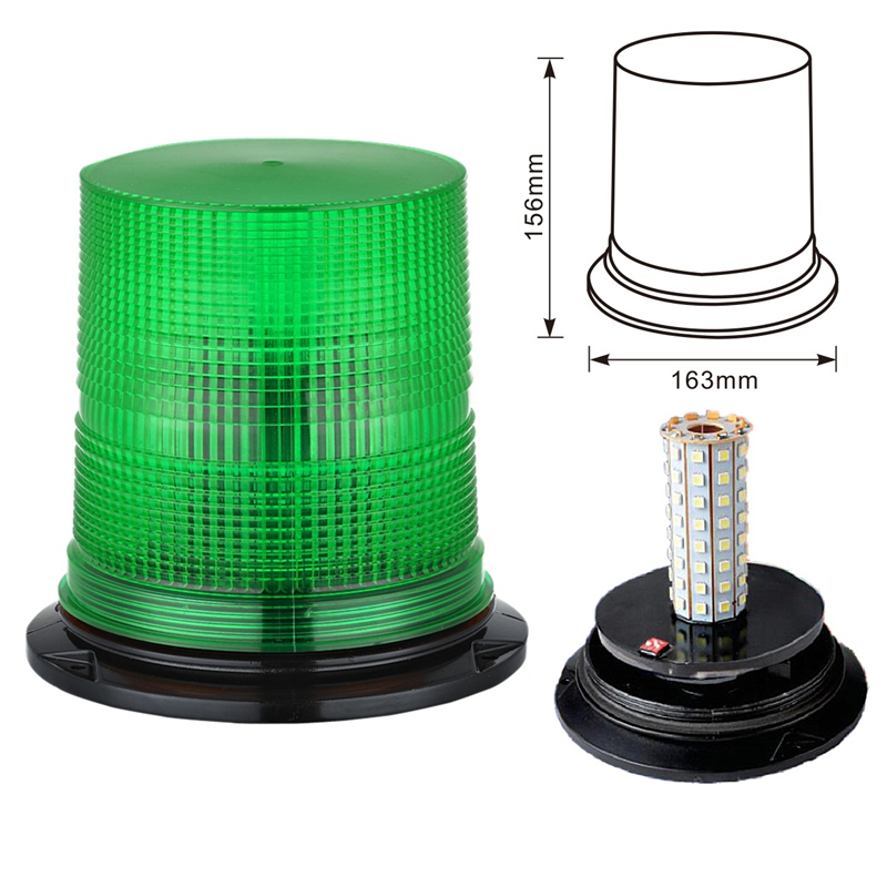 DC 12-48V 5050 SMD LED Rotary Warning Lamp Green Beacon Strobe Emergency Lamp with Aluminum Base