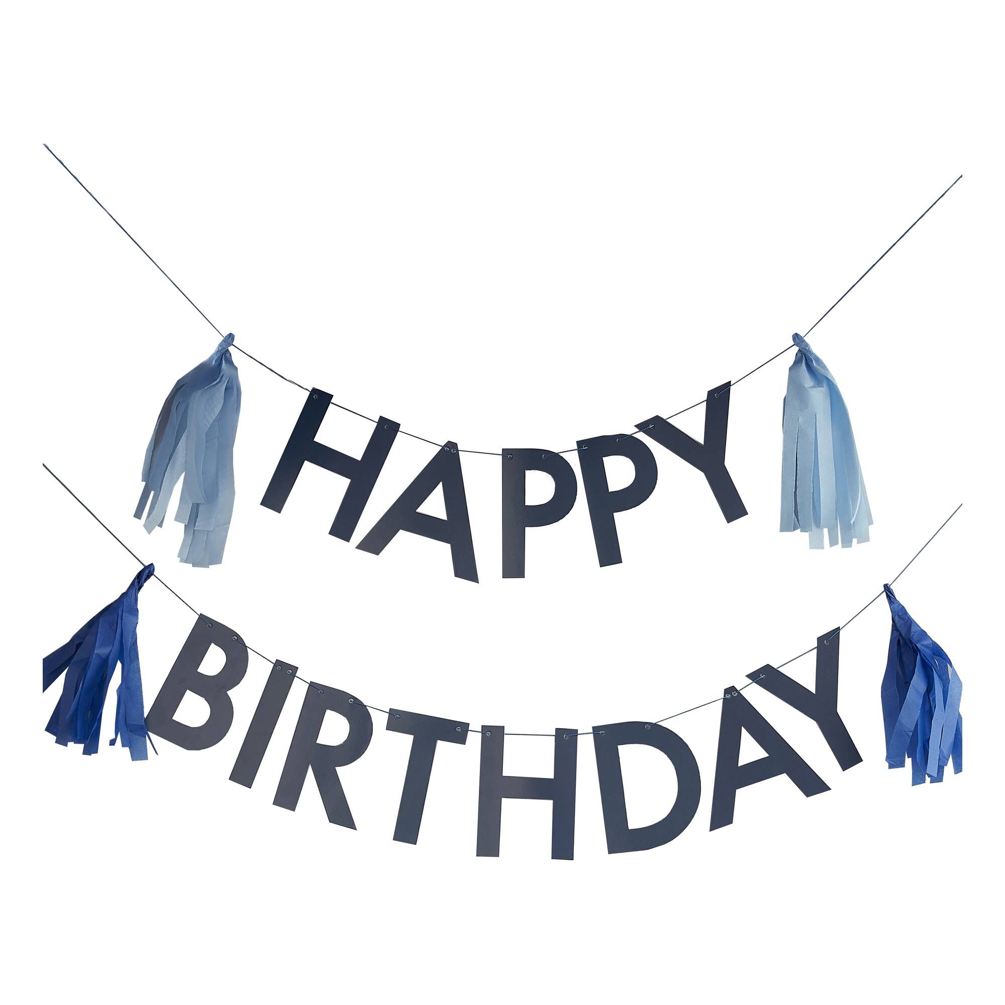 Blue Happy Birthday Bunting with Tassels