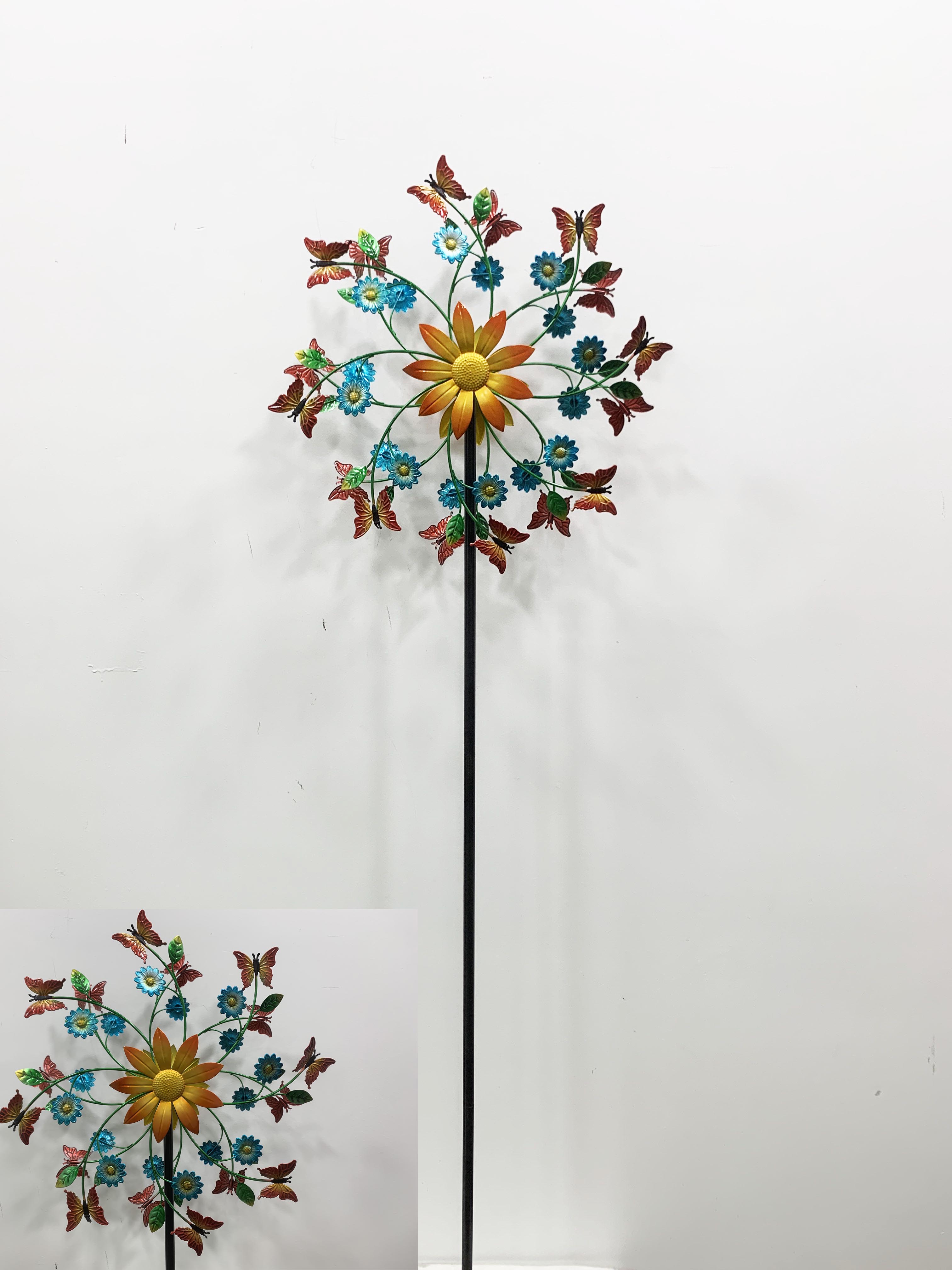 Garden Metal Butterfly Windmill Stake