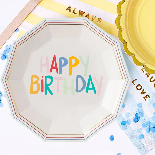 Happy Birthday party supplies disposable paper plate 7inch