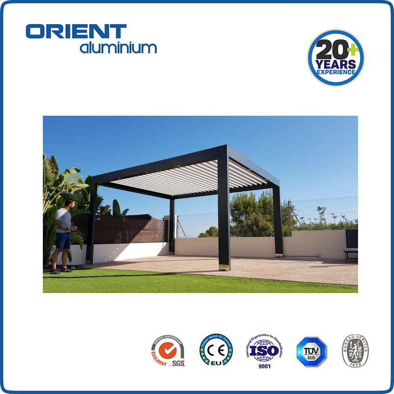 Modern Design Aluminium Bioclimatic Awning Cover Waterproof Louvre Roof Outdoor Aluminum Pergola