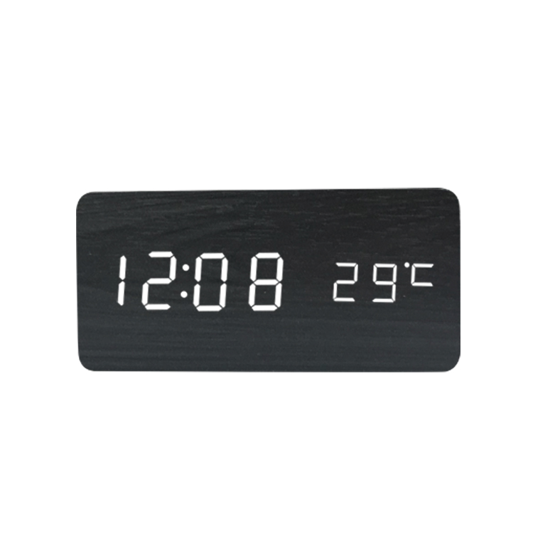 Wood（MDF） Digital LED Clock with Temperature ET509