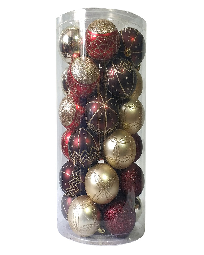 30CT Christmas Tree Ornaments 6CM Plastic Christmas Ball