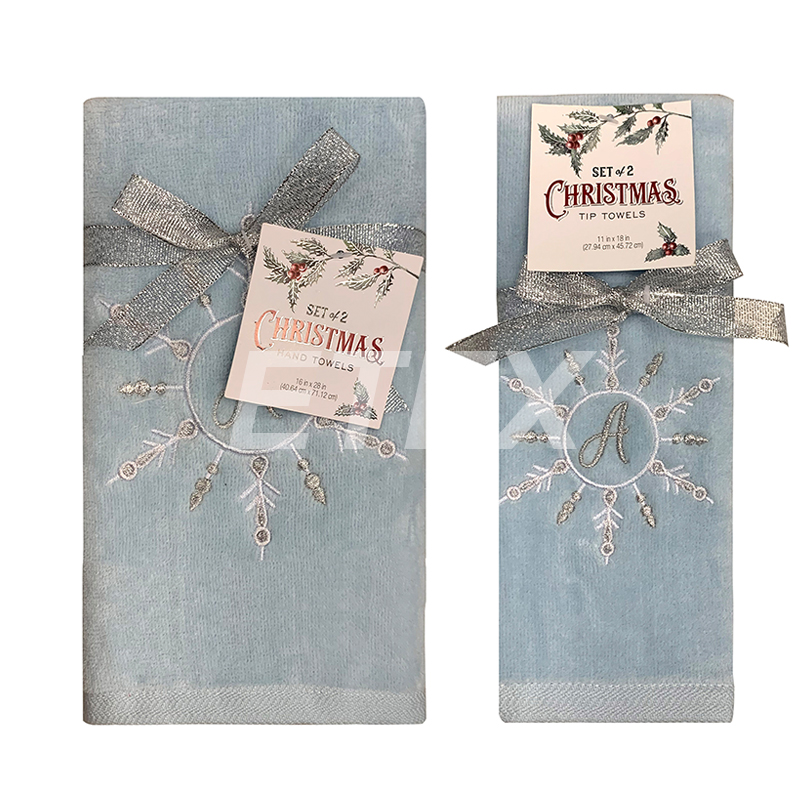100% cotton snowflake embroidery towel set