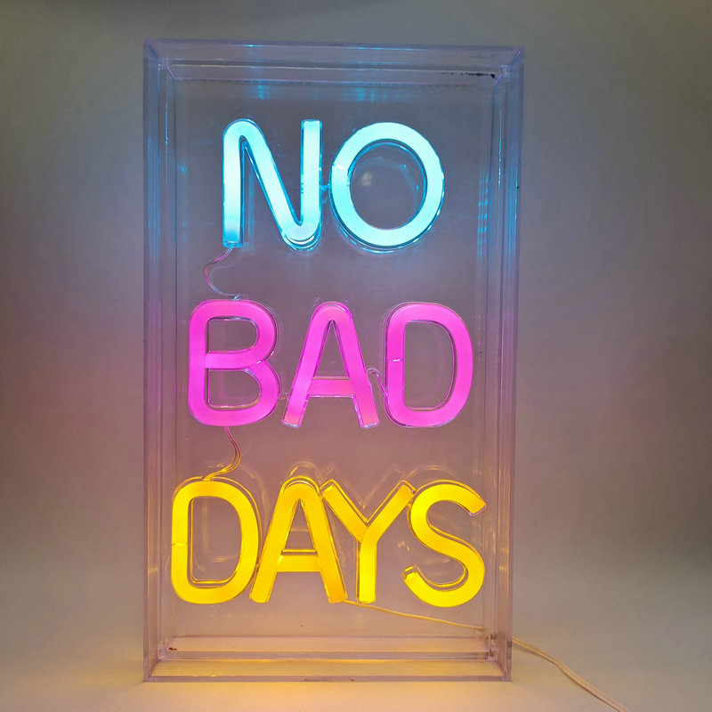 12*7" Neon Box-No Bad Days LED Neon Sign USB Power Only
