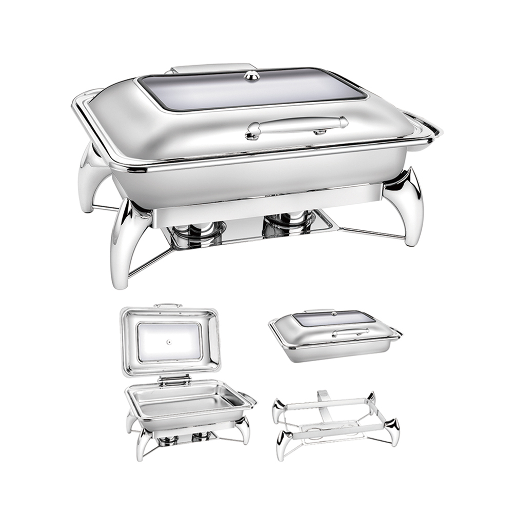 Stainless Steel Visible Rect.chafing Dish W/ Soft/Auto Close Cover