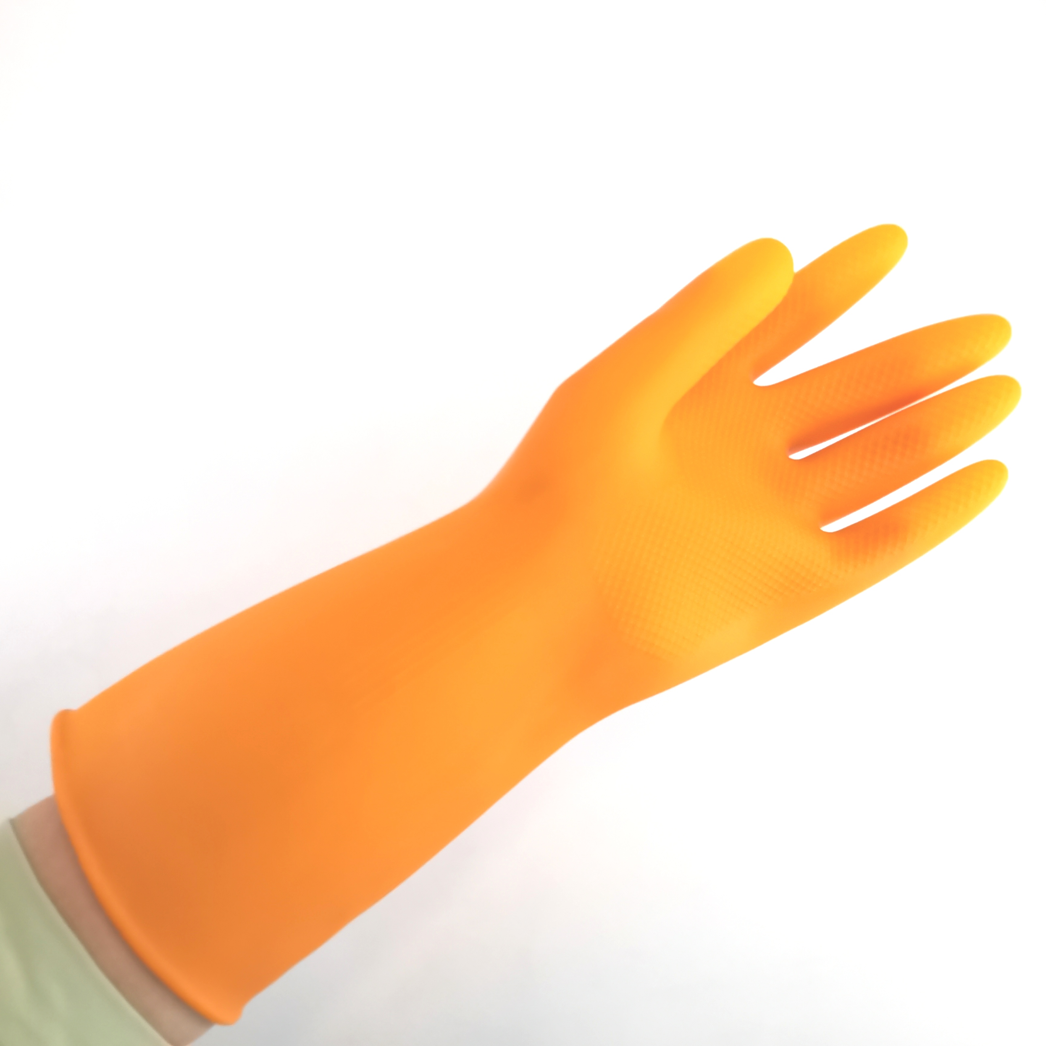 100% latex series 14" inches orange industrial safety rubber latex gloves with smooth surface palm