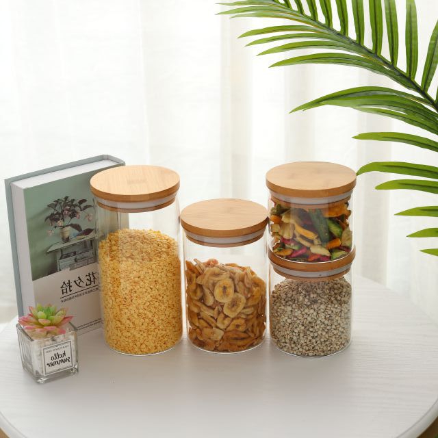 Bamboo lids glass sealed cans