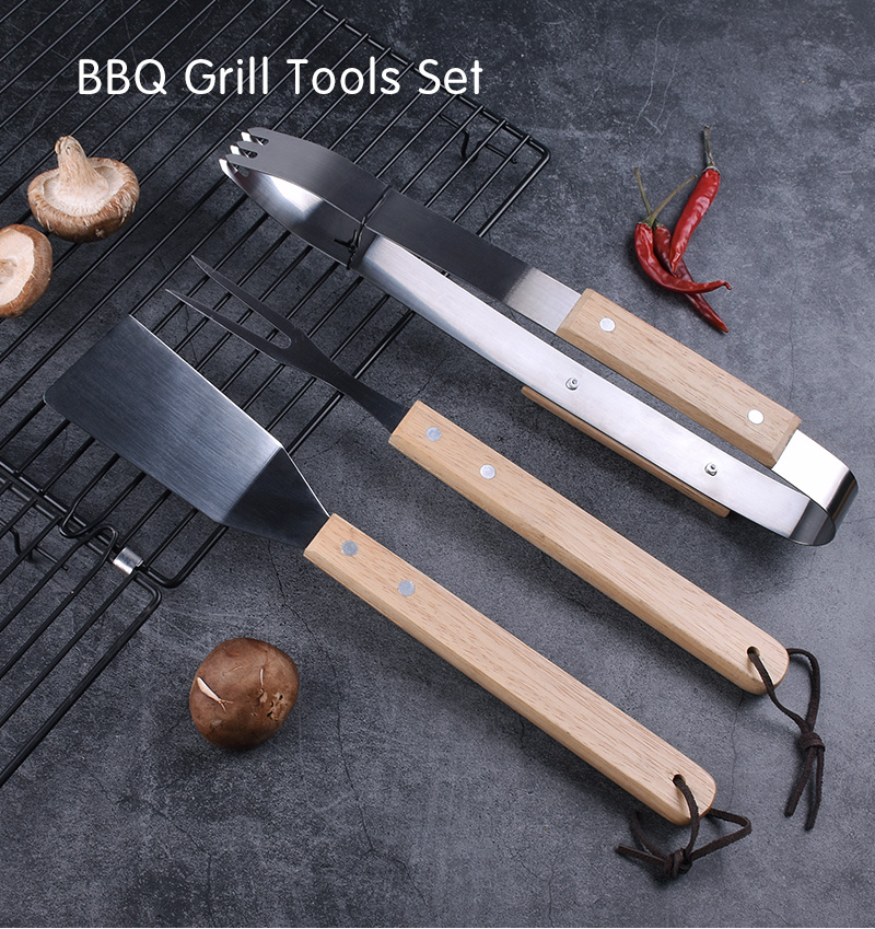BBQ Grill Set with wooden handle