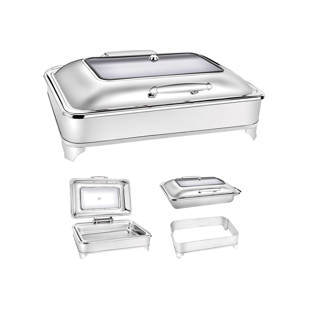 Ss Visible Rect. Chafing Dish W/ Soft/Auto Close Cover