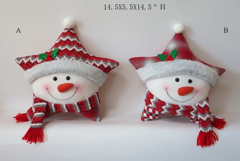 Red & White Series Woolen Snowman Pillow Cushion Christmas Decoration
