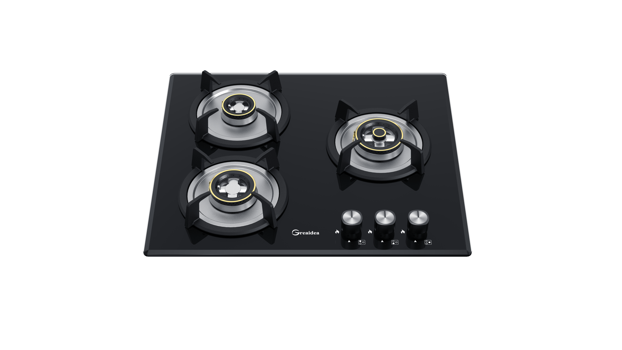 Greaidea built in 3 Burner Gas Hob Gas Stove Gas CooktopGlass 600F3RF