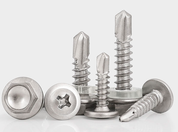 Hex head self-drilling screws with EPDM washers