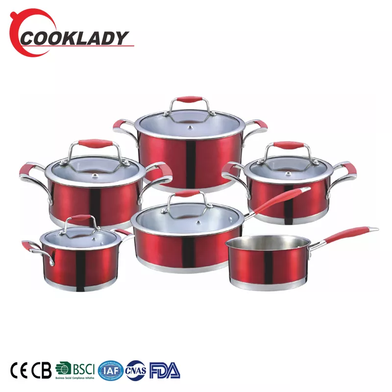 Best Selling South America Stainless Steel Cookware Set with Silicone Handle Soft Touch