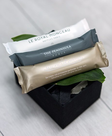 Disposable customised packaging cotton/microfiber restaurant airline hotel rolled freshing wet towel