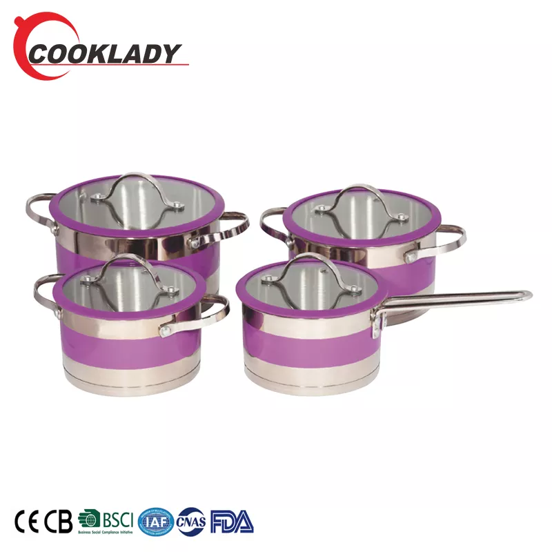 Custom Logo 8pcs China Cookware Cooking Pot Stainless Steel Cookware Sets