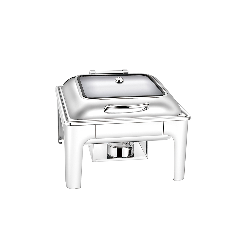 Stainless Steel Visible Square Chafing Dish W/ Soft/Auto Close Cover