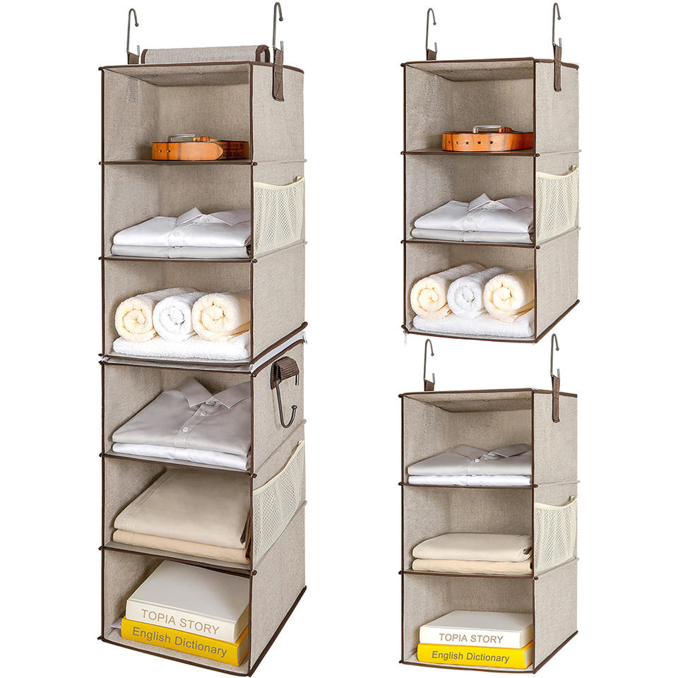 LINDON Two 3-Shelf Separable Hanging Closet Organizers