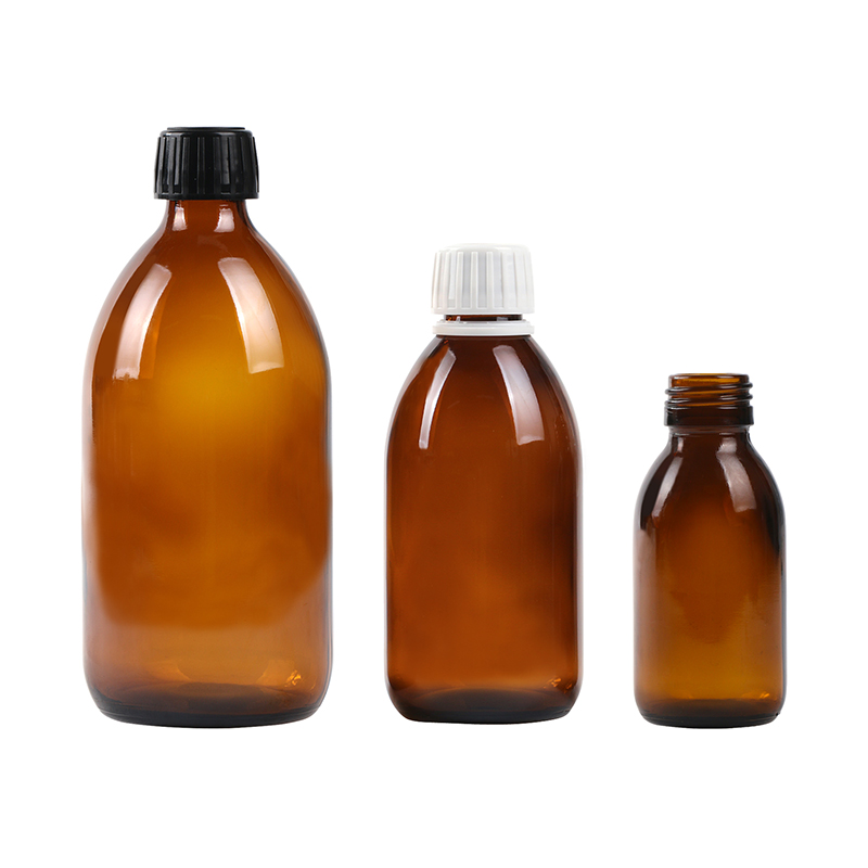 Amber syrup bottle
