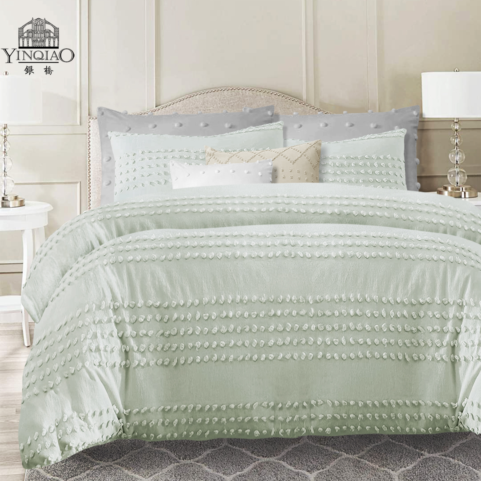 100% polyester tufted quilt cover set