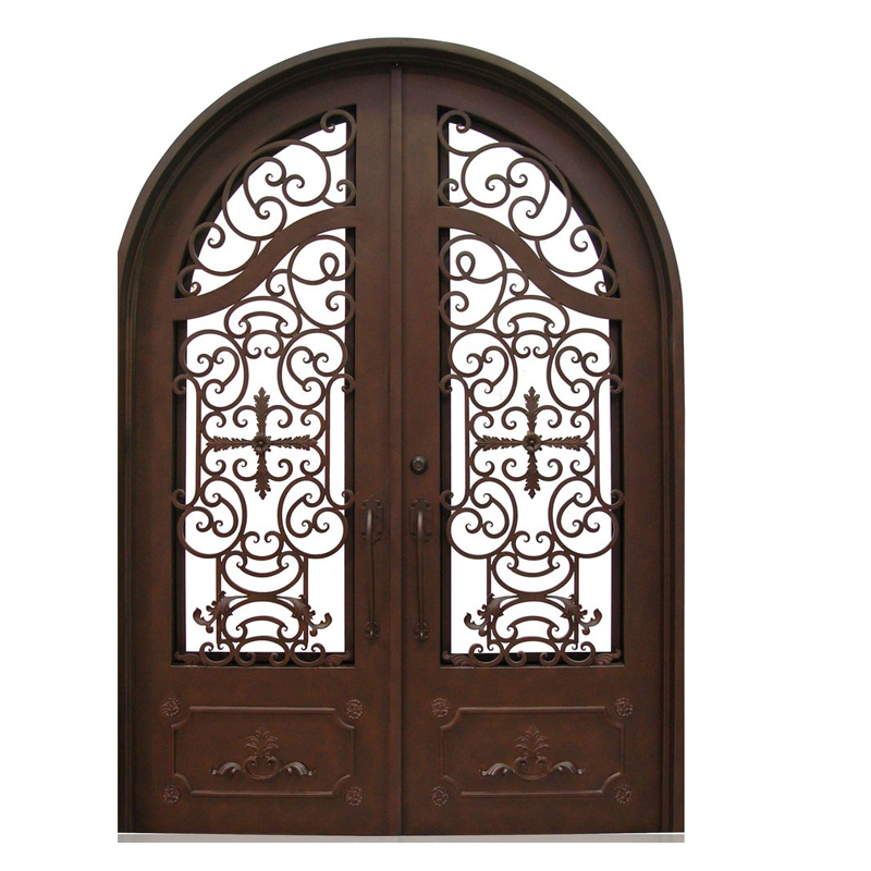 European style Security Home Arched Double wrought iron doors Main Entrance Front Entry Iron Door
