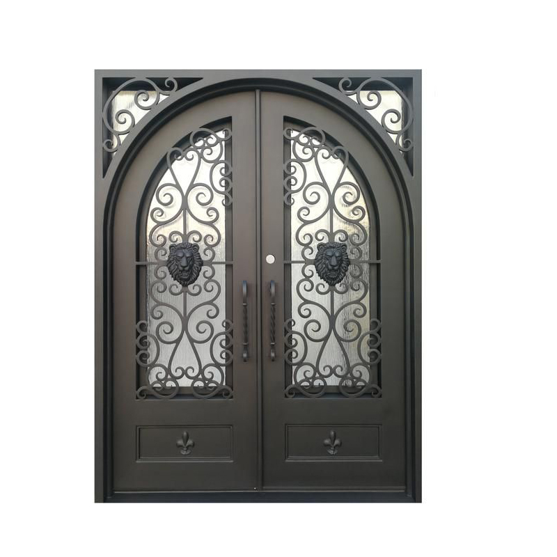 Classic design square top double wrought iron main doors iron doors for house