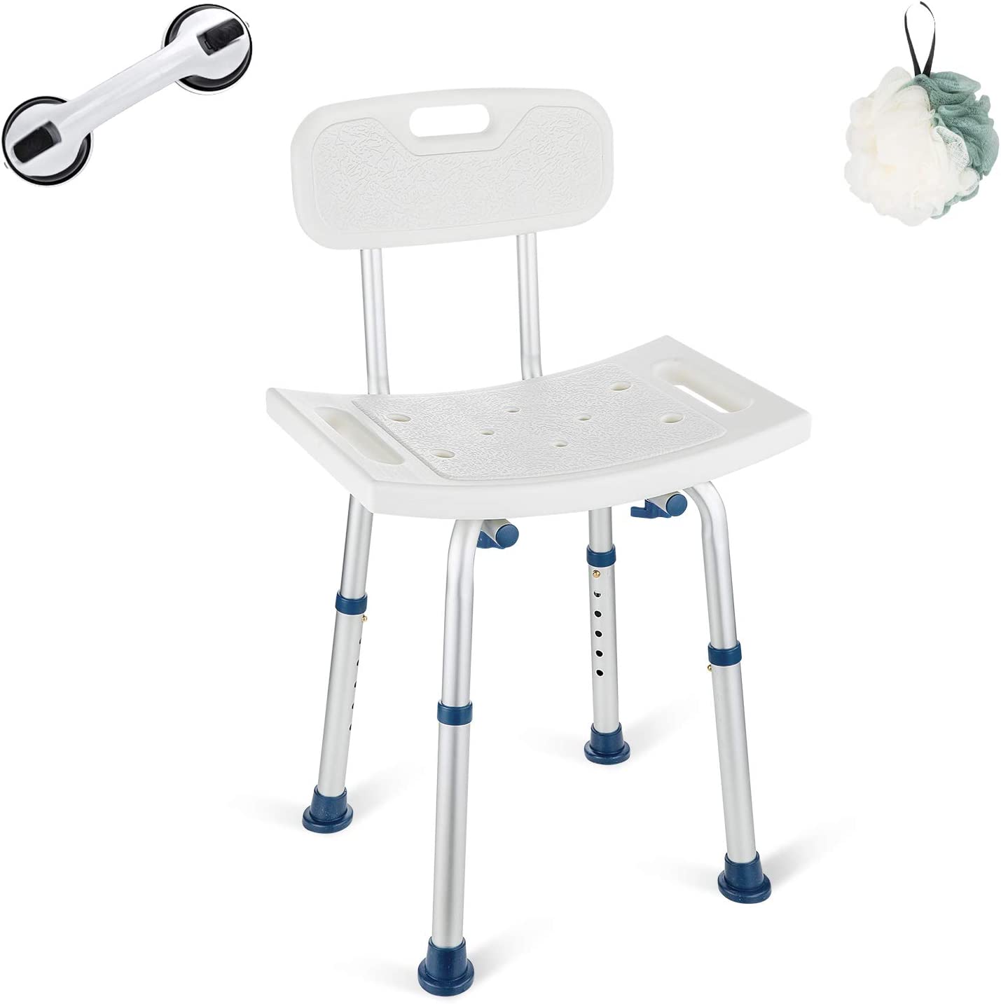 Heavy shower bench with backrest