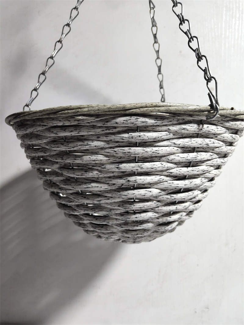 12in PE rattan hanging basket flower pot for garden decro