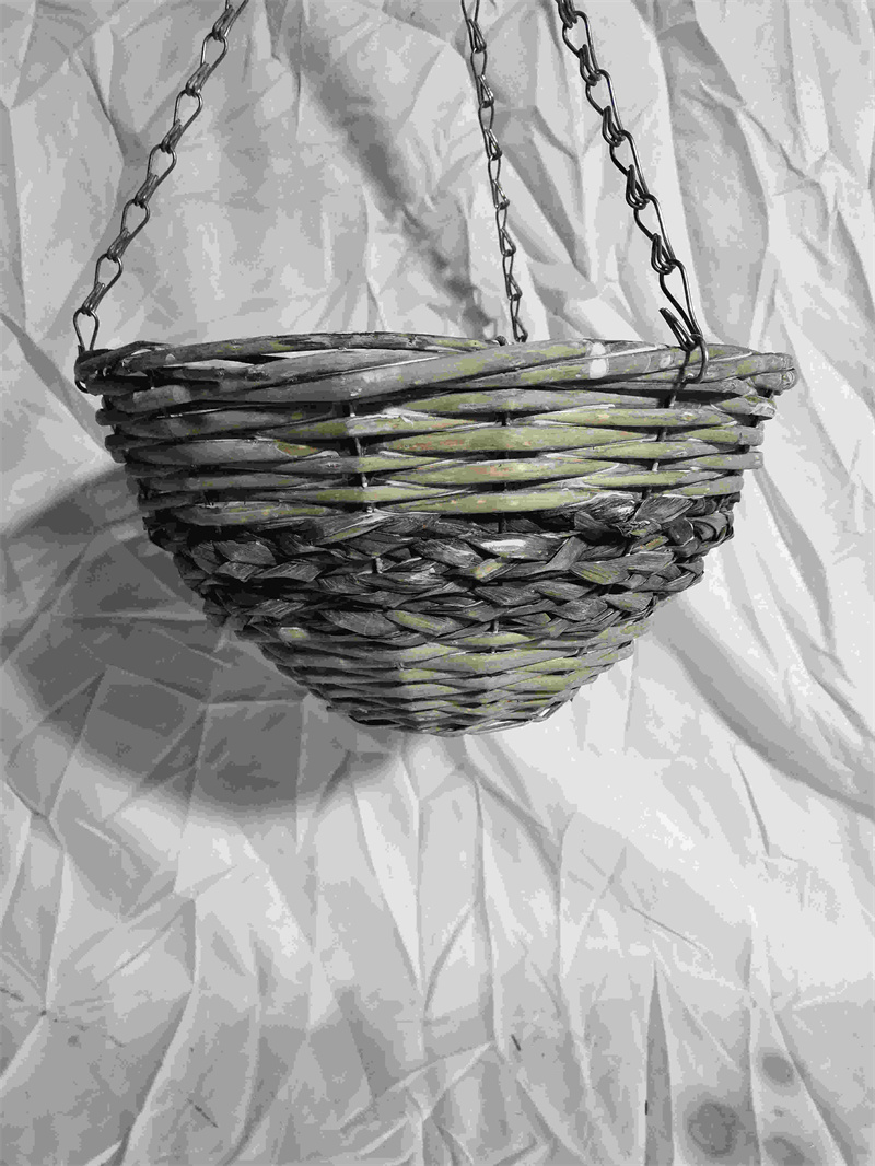 12In Willow mixed grass rope hanging basket PE rattan Natural RattanPlanter for Garden Indoor Decor