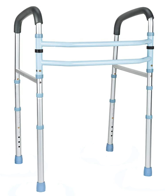 Rehabilitation Equipment 2 in 1 Toilet Safety Rail Aluminum Frame Support and Physiotherapy Equipment Walker for Hospital Wheels