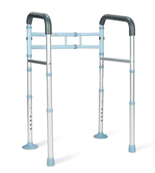 Rehabilitation Equipment 2 in 1 Toilet Safety Rail Aluminum Frame Support and Physiotherapy Equipment Walker for Hospital Wheels