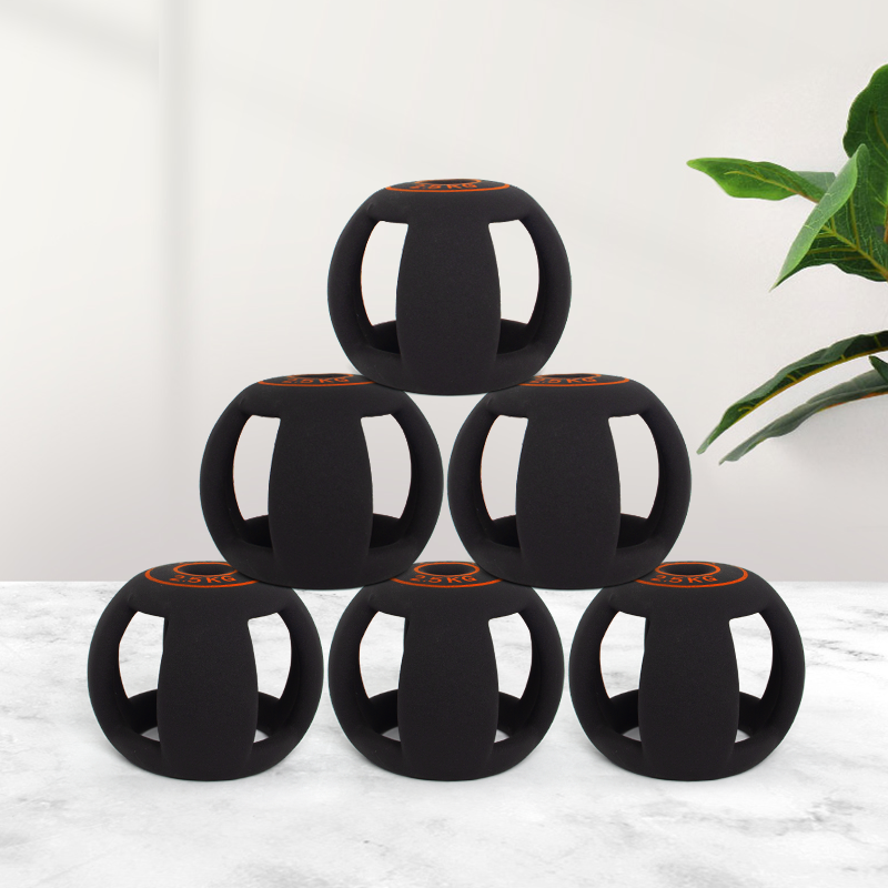 Spherical dumbbell dipped in plastic dumbbell
