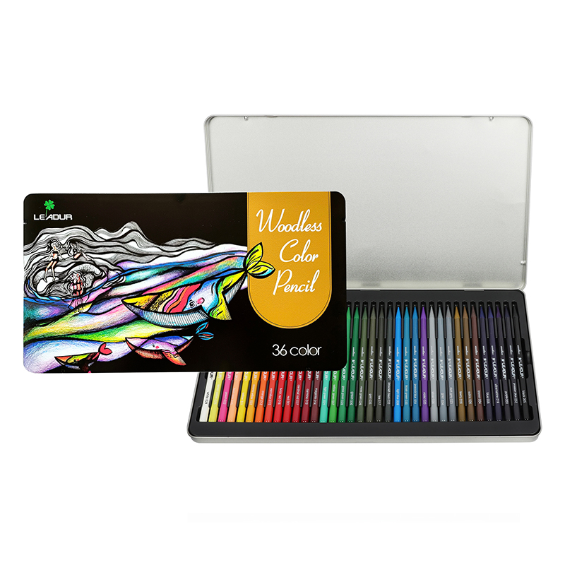 Woodless color pencil tin box drawing pencil
