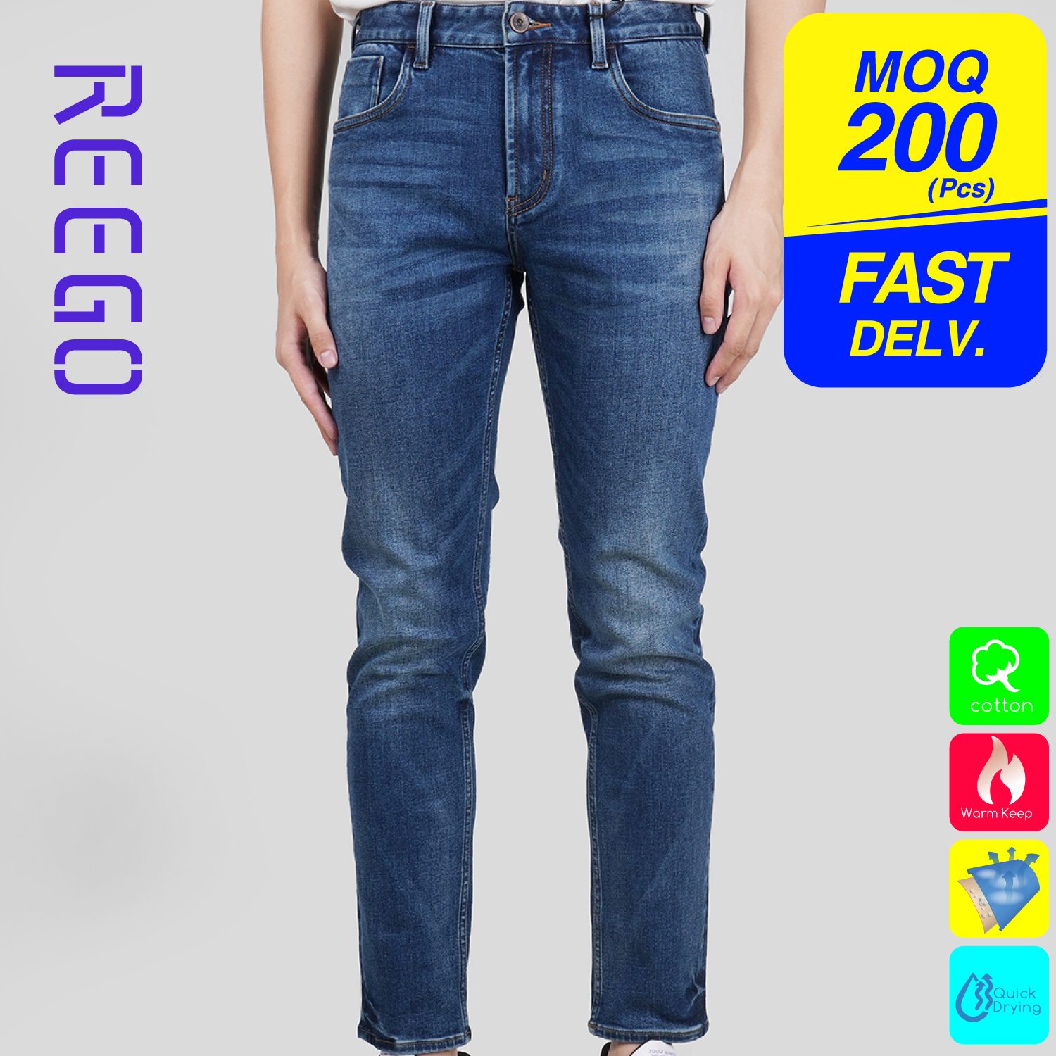 Men’s blue mid waist carrot fit jeans SC52489