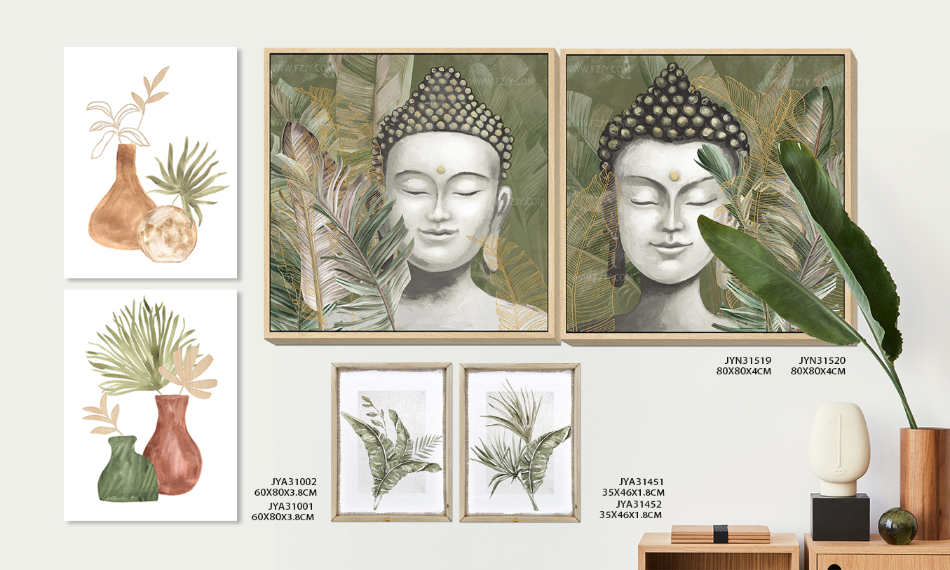 Buddha and plant wall art