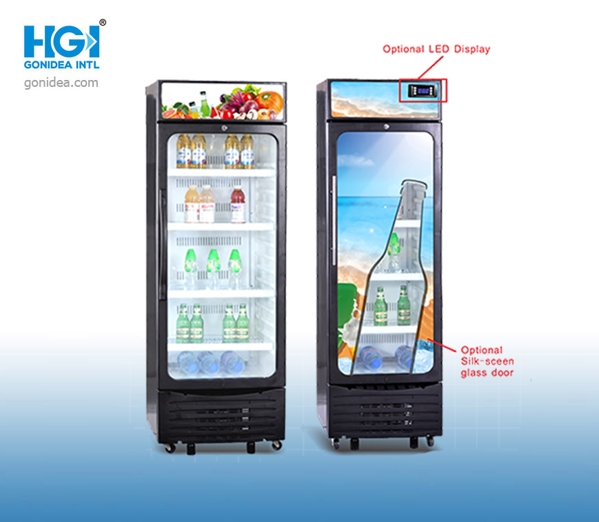 310L Single Glass Door Upright Display Refrigerated Showcase Hsc-310