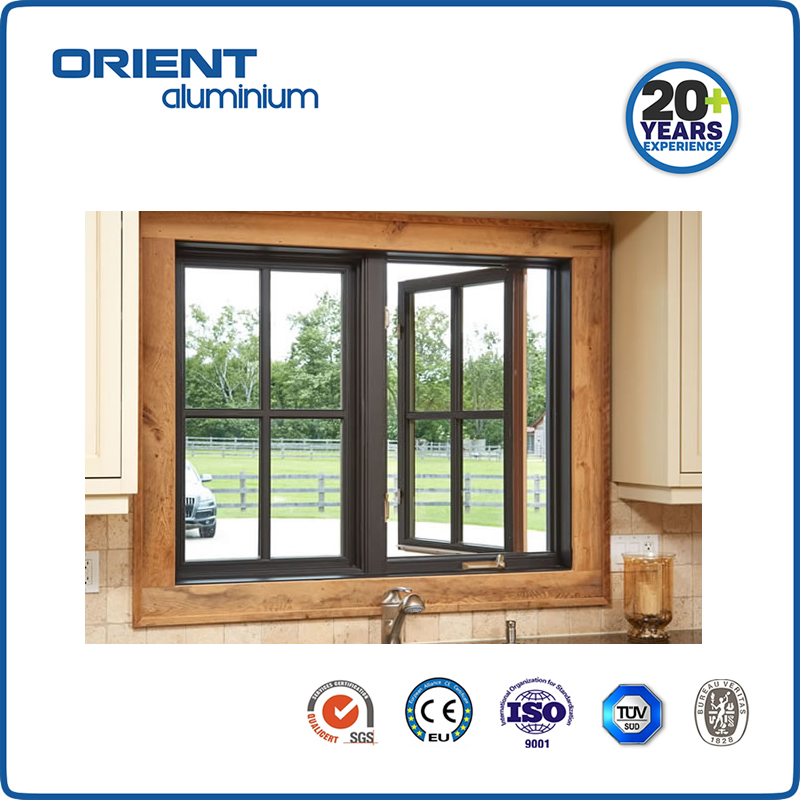 Customized double glazed powder coating aluminium ultra narrow frame balcony casement windows